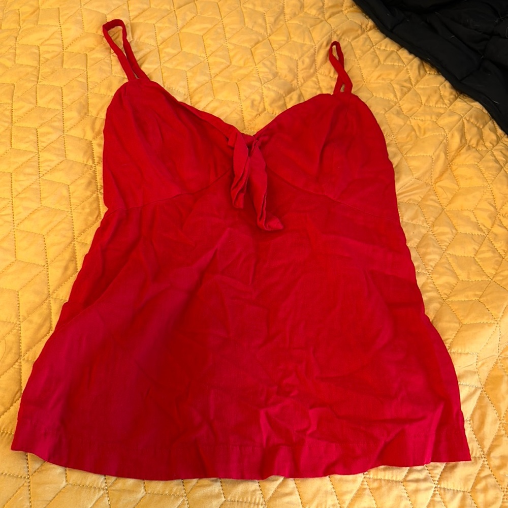 XS Old Navy Red Tie Front Tank Top